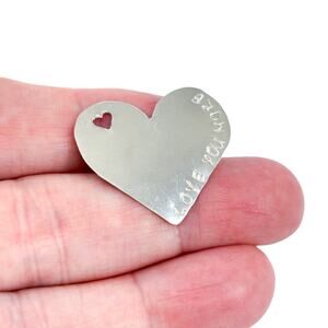 Vintage Sterling Silver 925 Love You More Cutout Heart Pendant